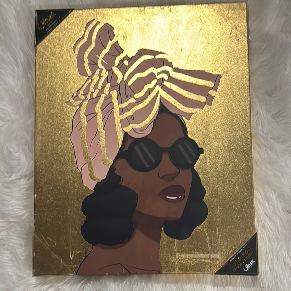 Gold and Pink Art Print with Woman in Sunglasses